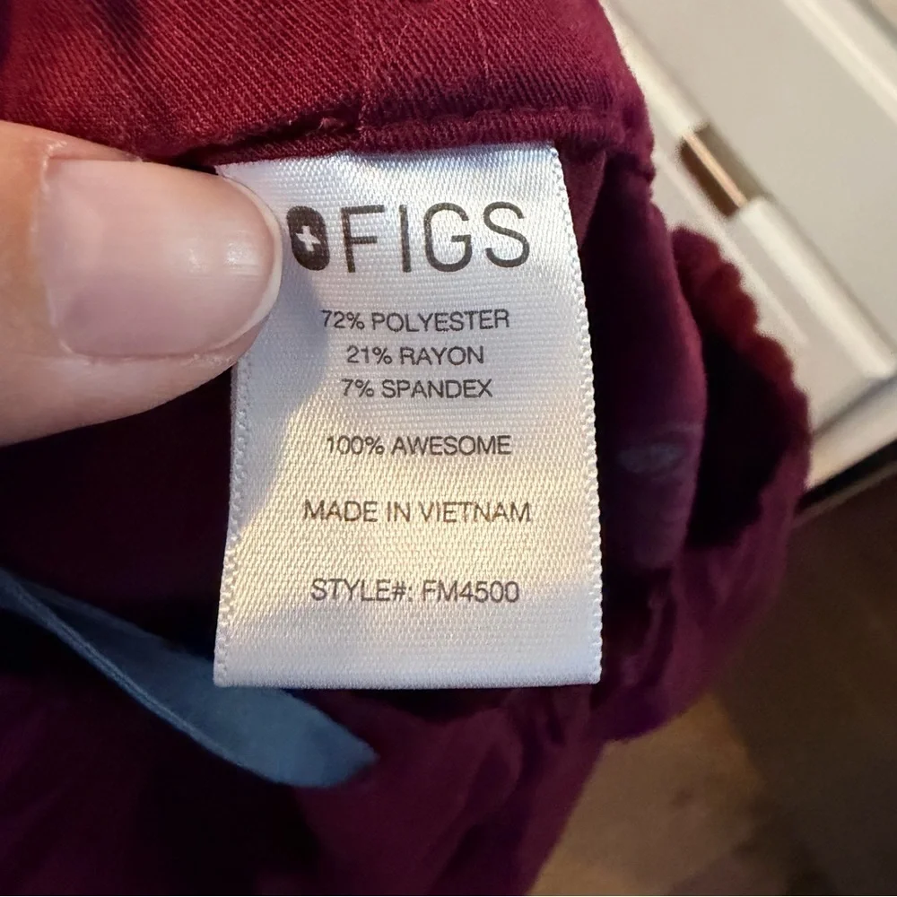 Figs Mens Pisco Basic Scrub Pants Size XL Burgundy Red Straight Leg